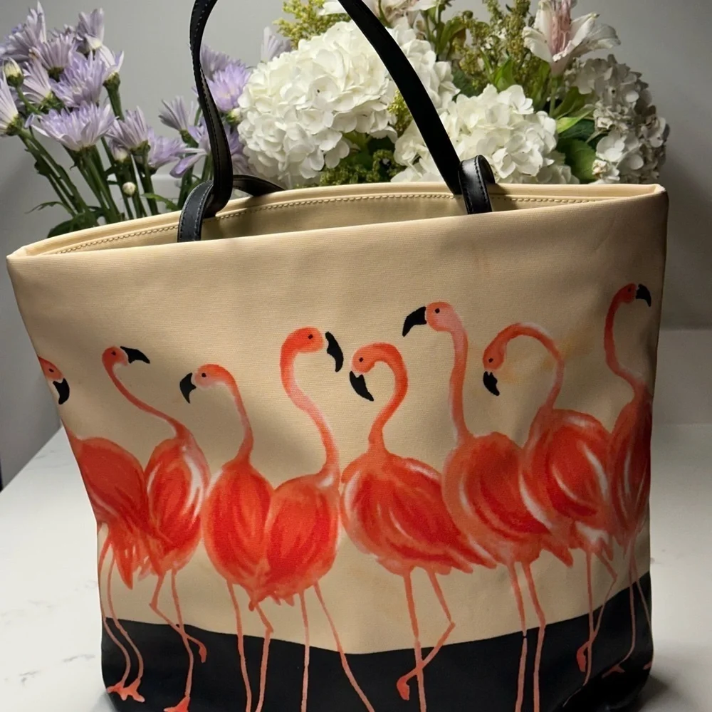 Kate Spade Flamingo Parade Tote - Cream Coral and Black